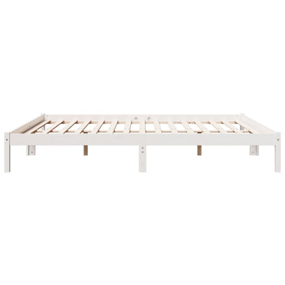 Extra Long Bed Frame without Mattress White 200x220 cm Solid Wood Pine