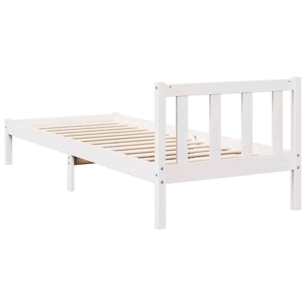 Extra Long Bed Frame without Mattress White 80x210 cm Solid Wood Pine
