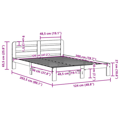 Bed Frame without Mattress Wax Brown 120x200 cm Solid Wood Pine