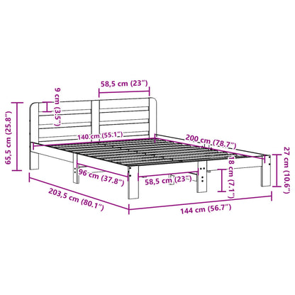 Bed Frame without Mattress 140x200 cm Solid Wood Pine