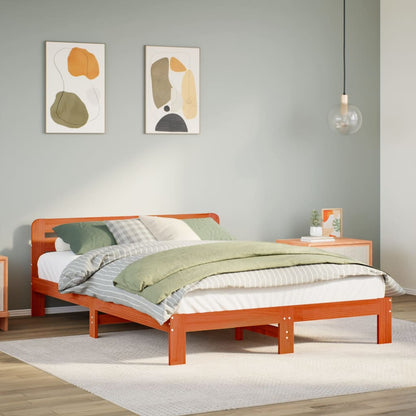 Bed Frame without Mattress Wax Brown 160x200 cm Solid Wood Pine
