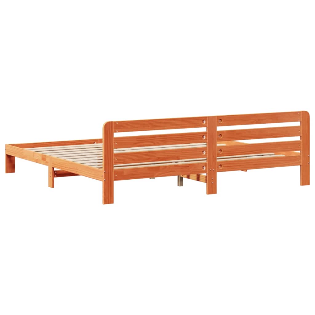 Bed Frame without Mattress Wax Brown 180x200 cm Super King Solid Wood Pine