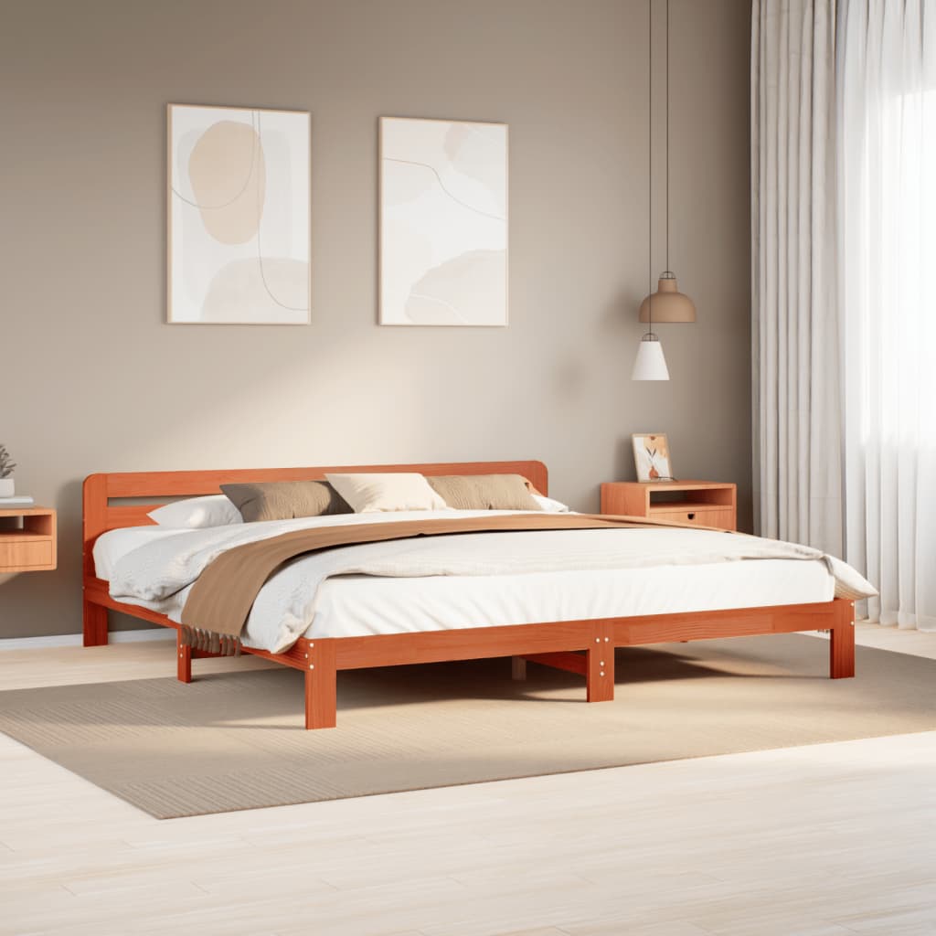 Bed Frame without Mattress Wax Brown 180x200 cm Super King Solid Wood Pine