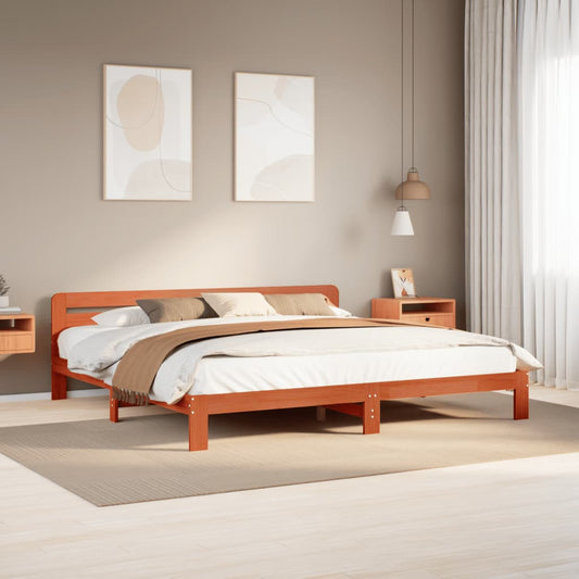 Bed Frame without Mattress Wax Brown 180x200 cm Super King Solid Wood Pine