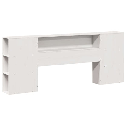 Headboard with Storage White 200 cm Solid Wood Pine