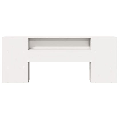 Headboard with Storage White 200 cm Solid Wood Pine