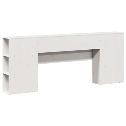 Headboard with Storage White 200 cm Solid Wood Pine