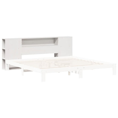 Headboard with Storage White 200 cm Solid Wood Pine