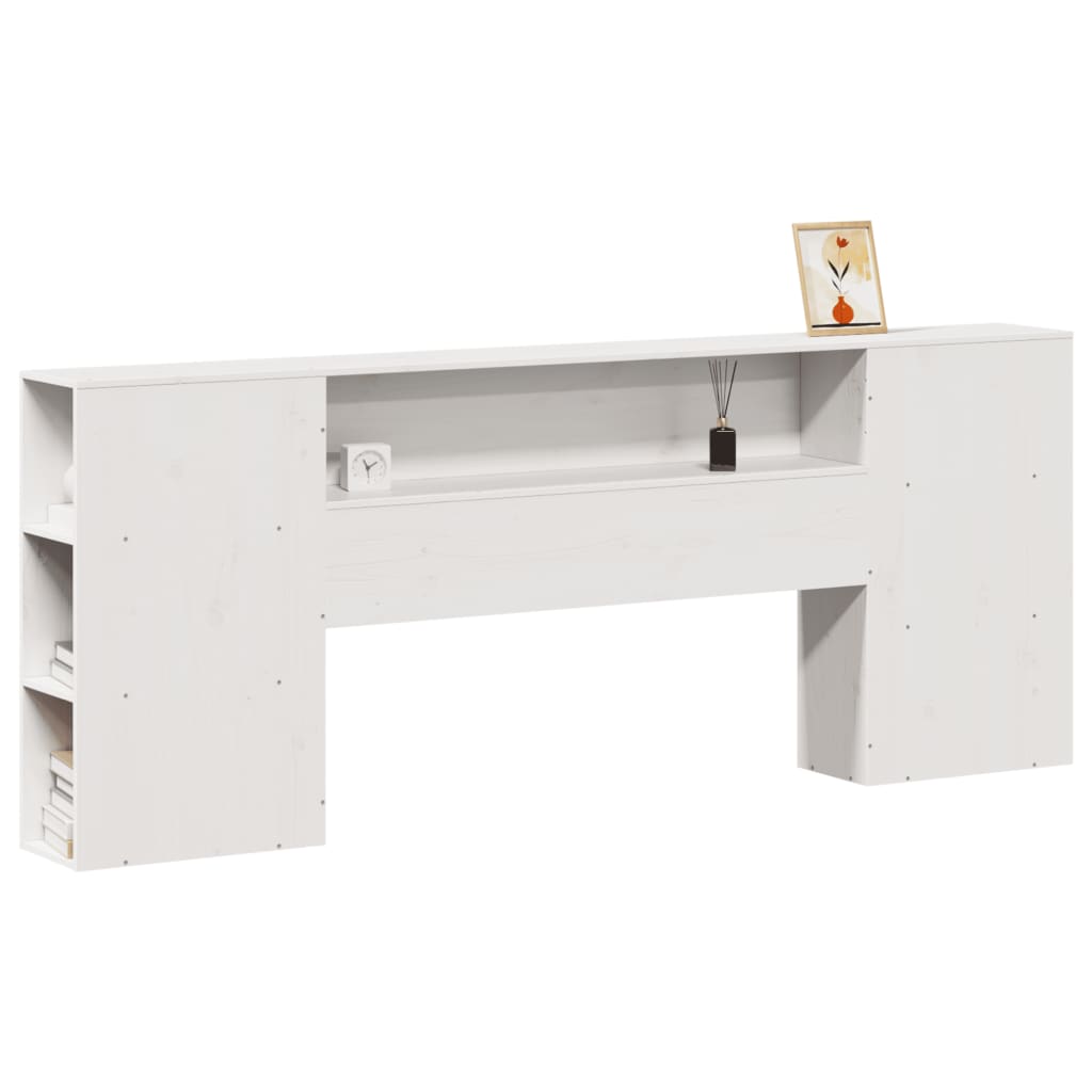 Headboard with Storage White 180 cm Solid Wood Pine