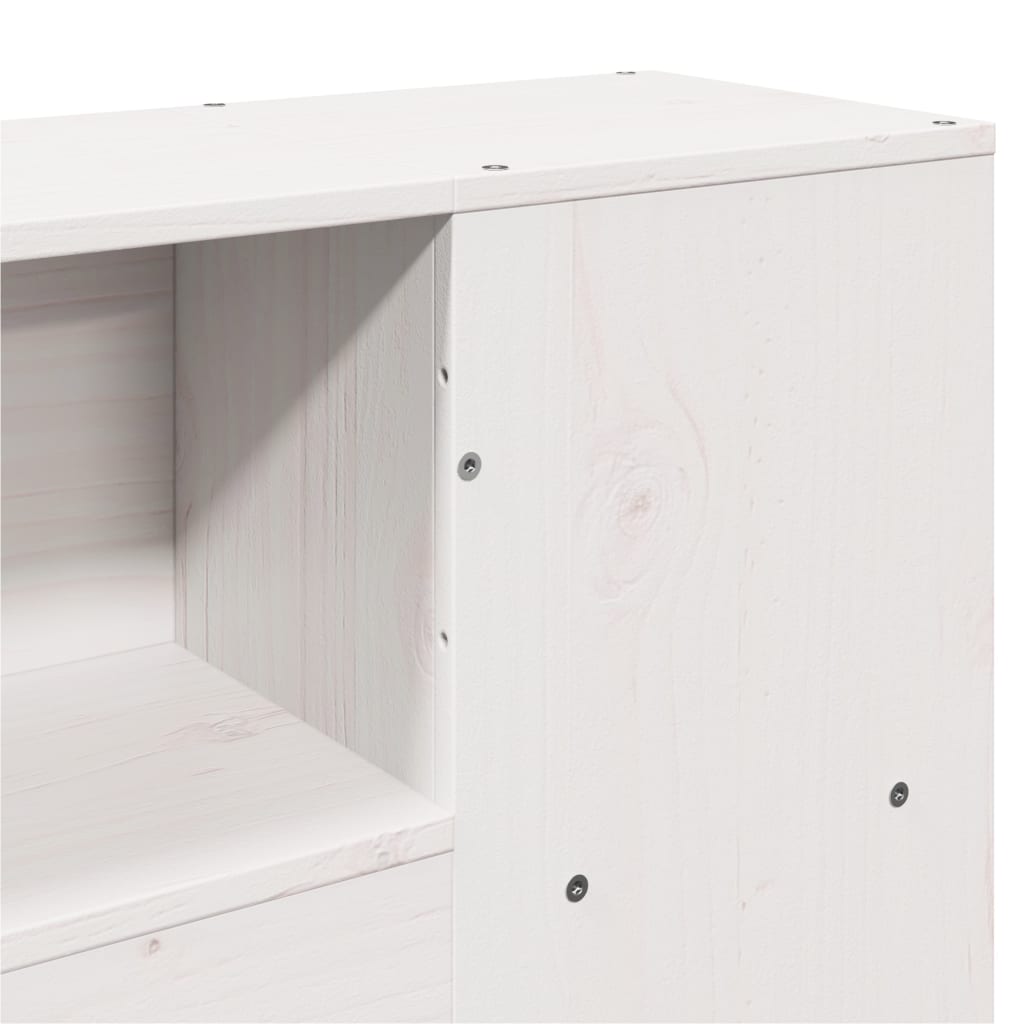 Headboard with Storage White 180 cm Solid Wood Pine