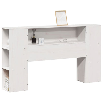 Headboard with Storage White 135 cm Solid Wood Pine