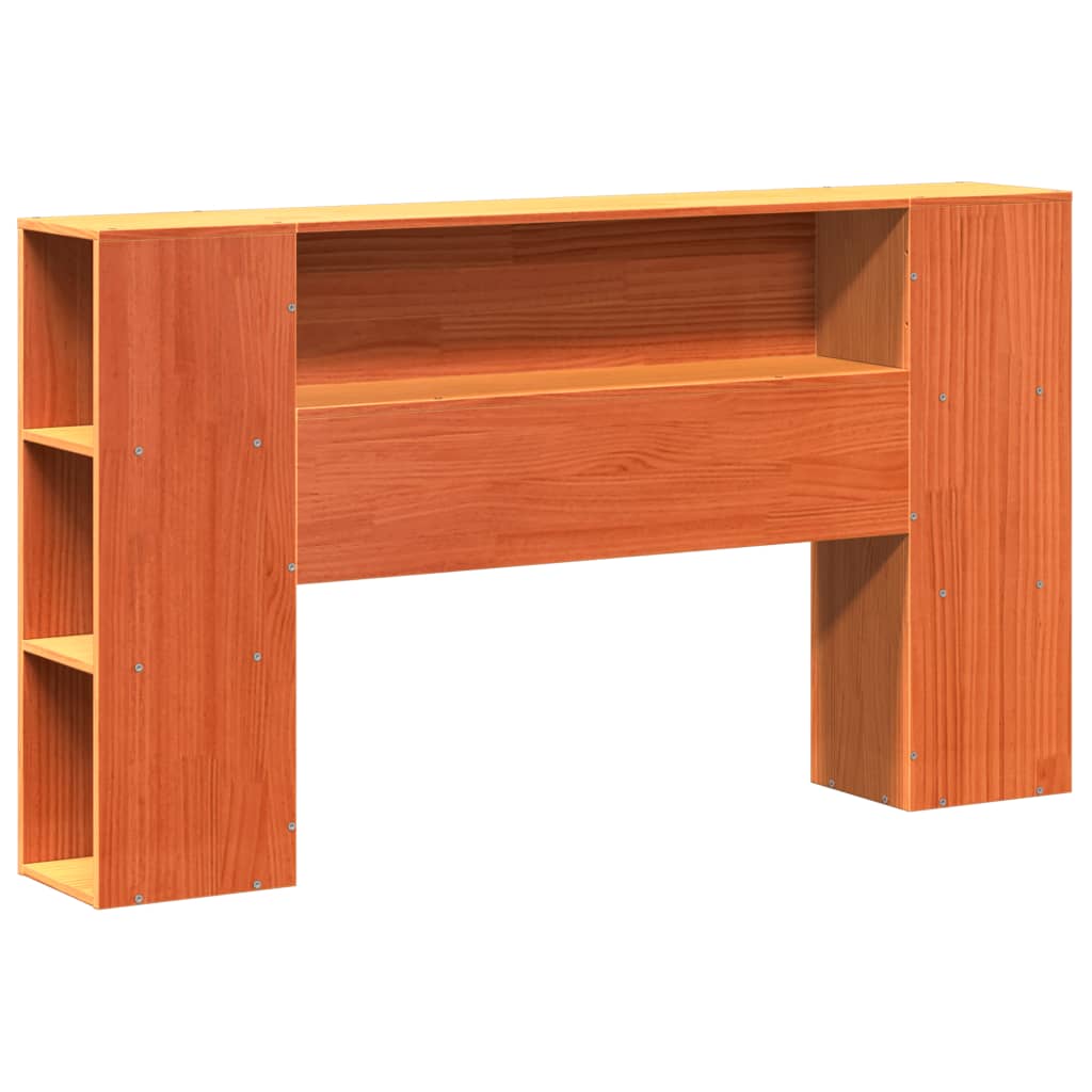 Headboard with Storage Wax Brown 135 cm Solid Wood Pine