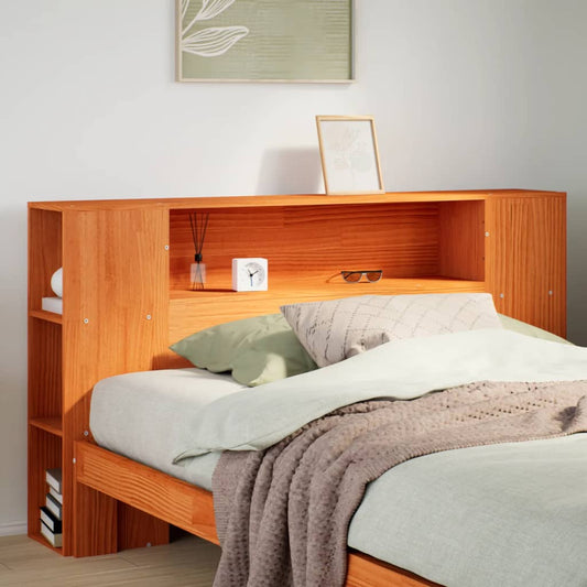 Headboard with Storage Wax Brown 120 cm Solid Wood Pine