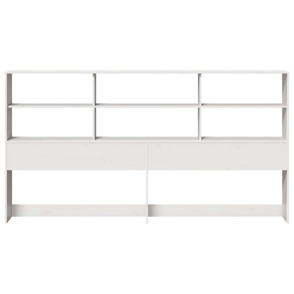 Headboard with Storage White 200 cm Solid Wood Pine