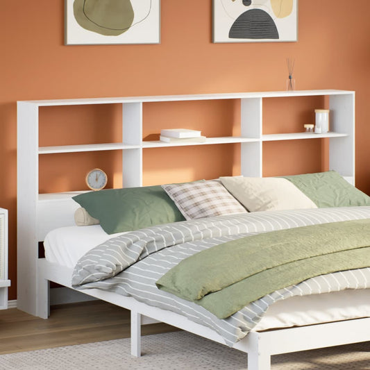 Headboard with Storage White 200 cm Solid Wood Pine