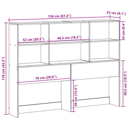 Headboard with Storage 150 cm Solid Wood Pine