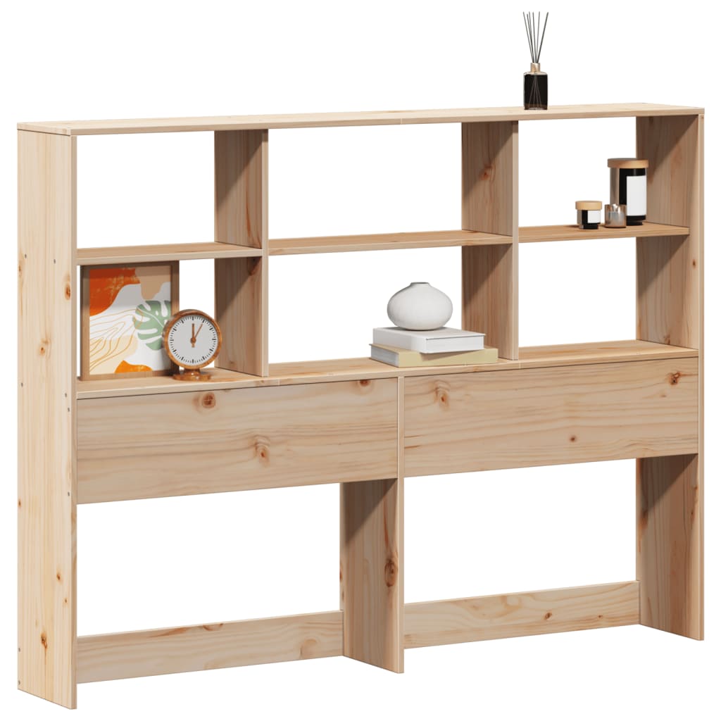 Headboard with Storage 140 cm Solid Wood Pine
