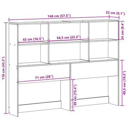 Headboard with Storage 140 cm Solid Wood Pine