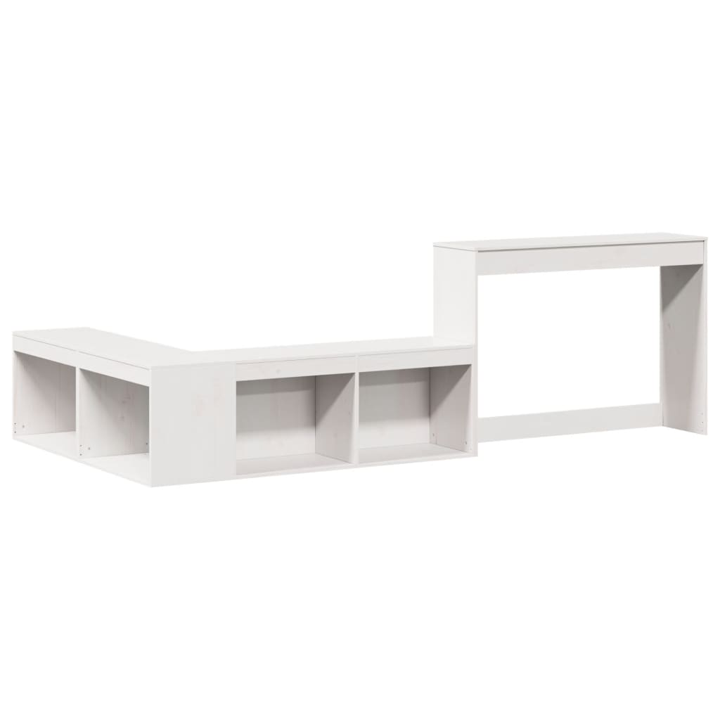 Bedside Cabinet with Desk White 232x122x75 cm Solid Wood Pine