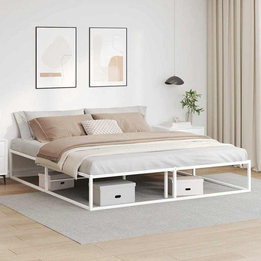 Bed Frame without Mattress White 180x200 cm Super King Metal