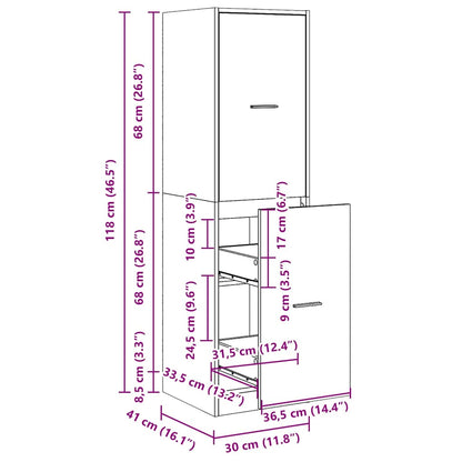 Apothecary Cabinet Old Wood 30x41x118 cm Engineered Wood