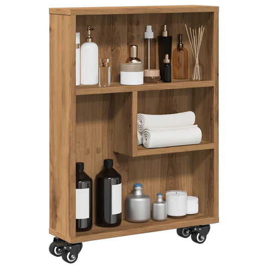 Narrow Storage Trolley Artisian Oak 48x13x68 cm Engineered Wood