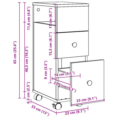 Narrow Bathroom Cabinet with Wheels Concrete Grey Engineered Wood