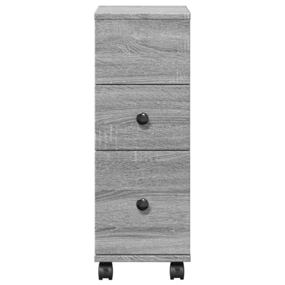 Narrow Bathroom Cabinet with Wheels Grey Sonoma Engineered Wood