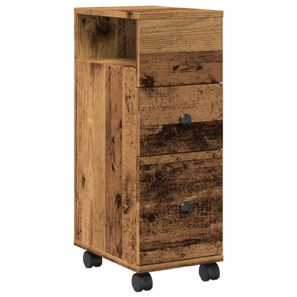 Narrow Bathroom Cabinet with Wheels Old Wood Engineered Wood