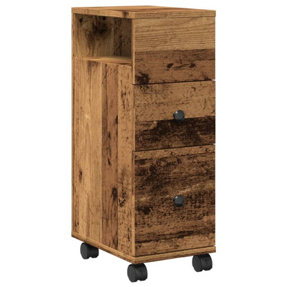 Narrow Bathroom Cabinet with Wheels Old Wood Engineered Wood