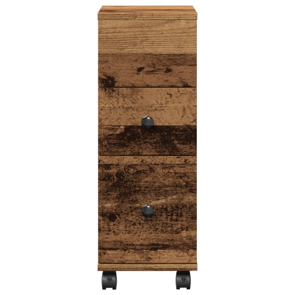 Narrow Bathroom Cabinet with Wheels Old Wood Engineered Wood