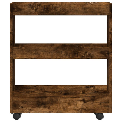 Narrow Storage Trolley 3 Tier Smoked Oak Engineered Wood