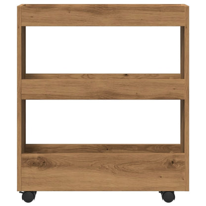 Narrow Storage Trolley 3 Tier Artisian Oak Engineered Wood