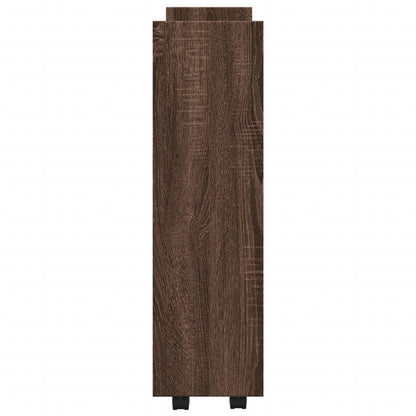 Narrow Storage Trolley 3 Tier Brown Oak Engineered Wood