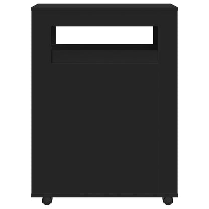 Narrow Bathroom Cabinet with Wheels Black Engineered Wood