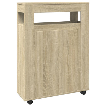 Narrow Bathroom Cabinet with Wheels Sonoma Oak Engineered Wood