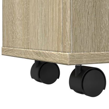 Narrow Bathroom Cabinet with Wheels Sonoma Oak Engineered Wood