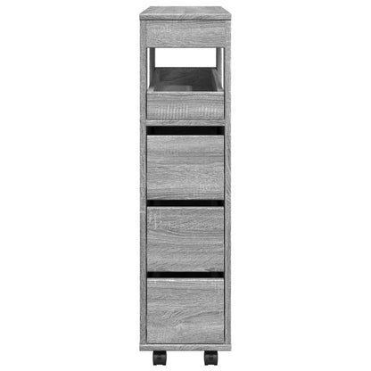 Narrow Bathroom Cabinet with Wheels Grey Sonoma Engineered Wood