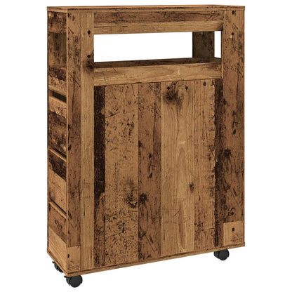Narrow Bathroom Cabinet with Wheels Old Wood Engineered Wood