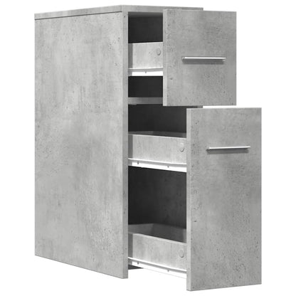 Narrow Bathroom Cupboard with Wheels Concrete Grey Engineered Wood