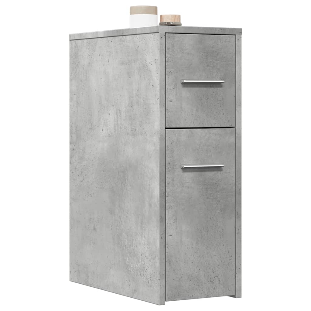 Narrow Bathroom Cupboard with Wheels Concrete Grey Engineered Wood