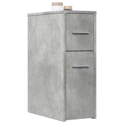 Narrow Bathroom Cupboard with Wheels Concrete Grey Engineered Wood