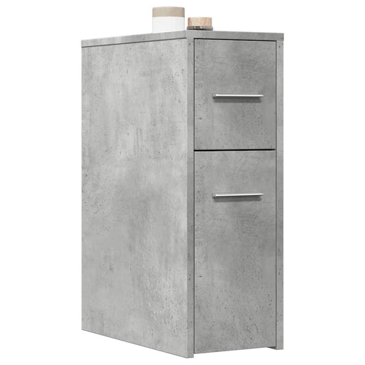 Narrow Bathroom Cupboard with Wheels Concrete Grey Engineered Wood