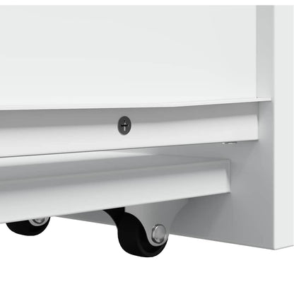 Narrow Bathroom Cupboard with Wheels White Engineered Wood