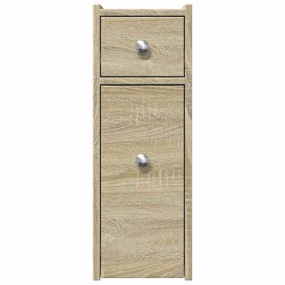 Narrow Bathroom Cupboard with Wheels Sonoma Oak Engineered Wood