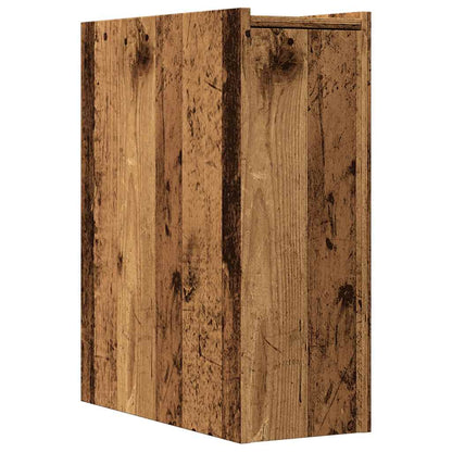 Narrow Bathroom Cupboard with Wheels Old Wood Engineered Wood