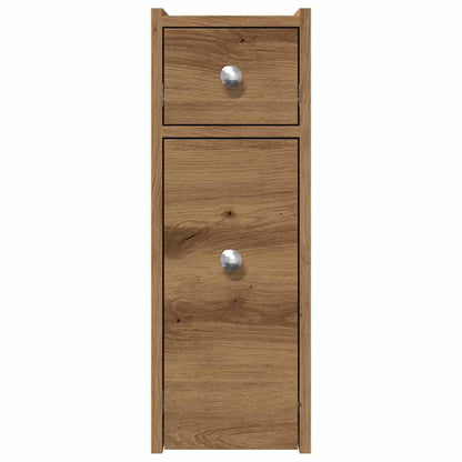 Narrow Bathroom Cupboard with Wheels Artisian Oak Engineered Wood