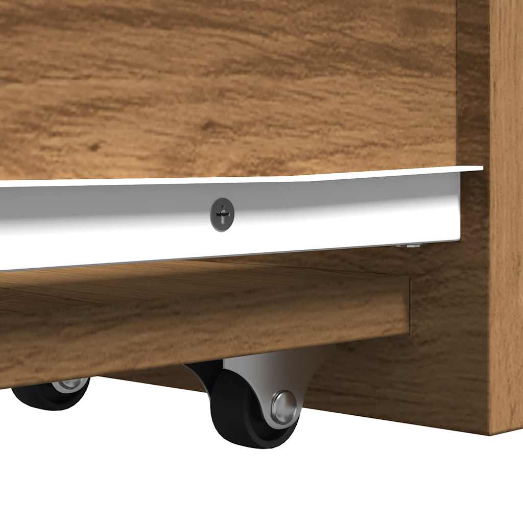 Narrow Bathroom Cupboard with Wheels Artisian Oak Engineered Wood