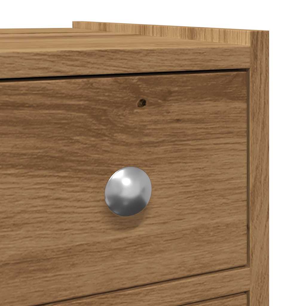Narrow Bathroom Cupboard with Wheels Artisian Oak Engineered Wood