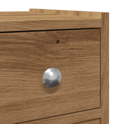 Narrow Bathroom Cupboard with Wheels Artisian Oak Engineered Wood